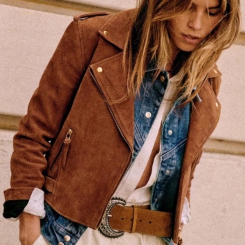 Brown suede biker jacket